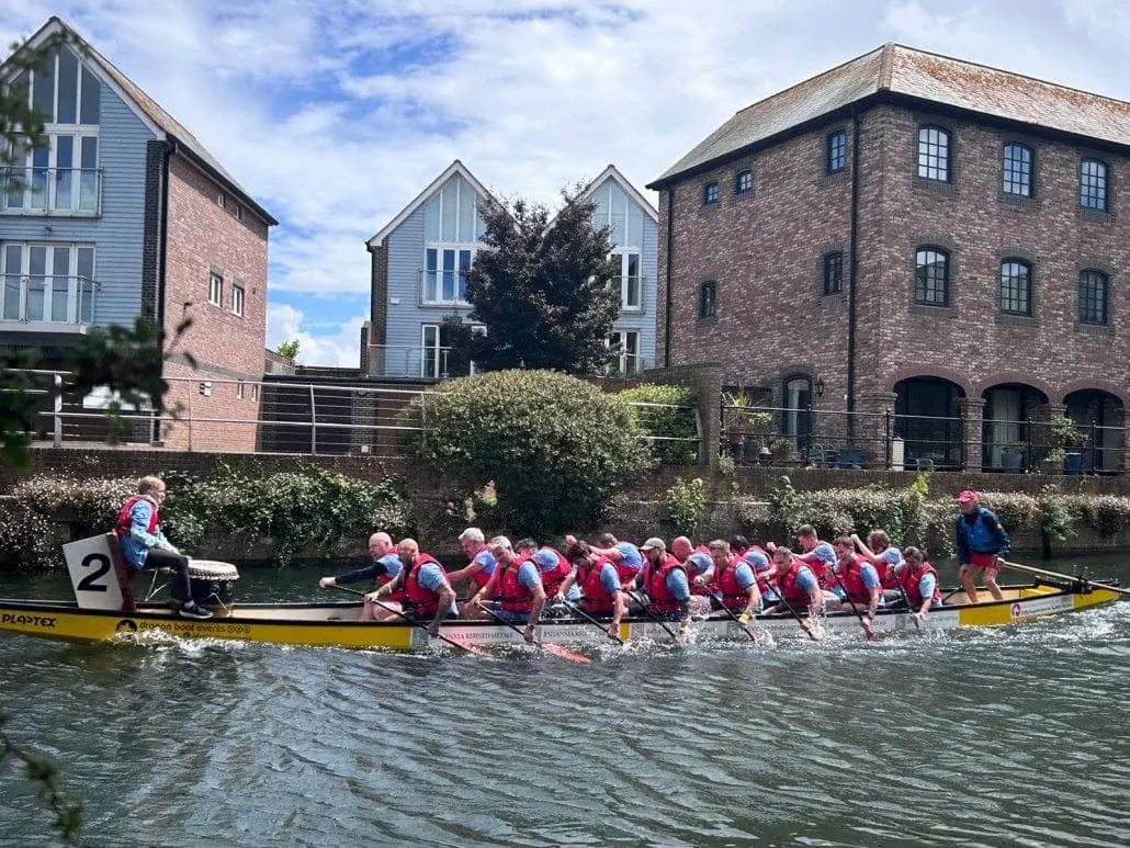 Photo of a Dragon Boat racing on the Chichester Canal