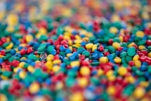 multicoloured plastic pellets
