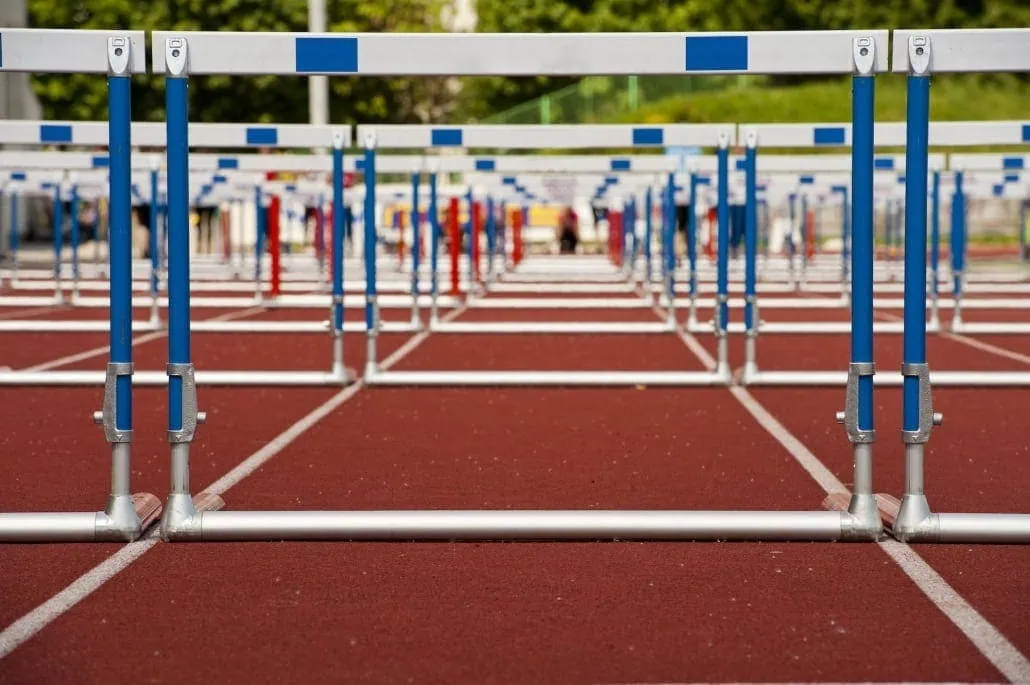 Hurdles ready for race plastic extrusion hurdles bottom view ready for the 110 m race