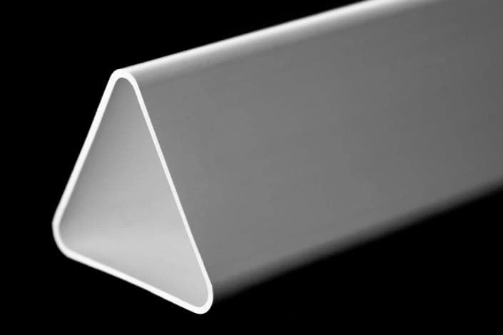 White rigid angled plastic extrusion